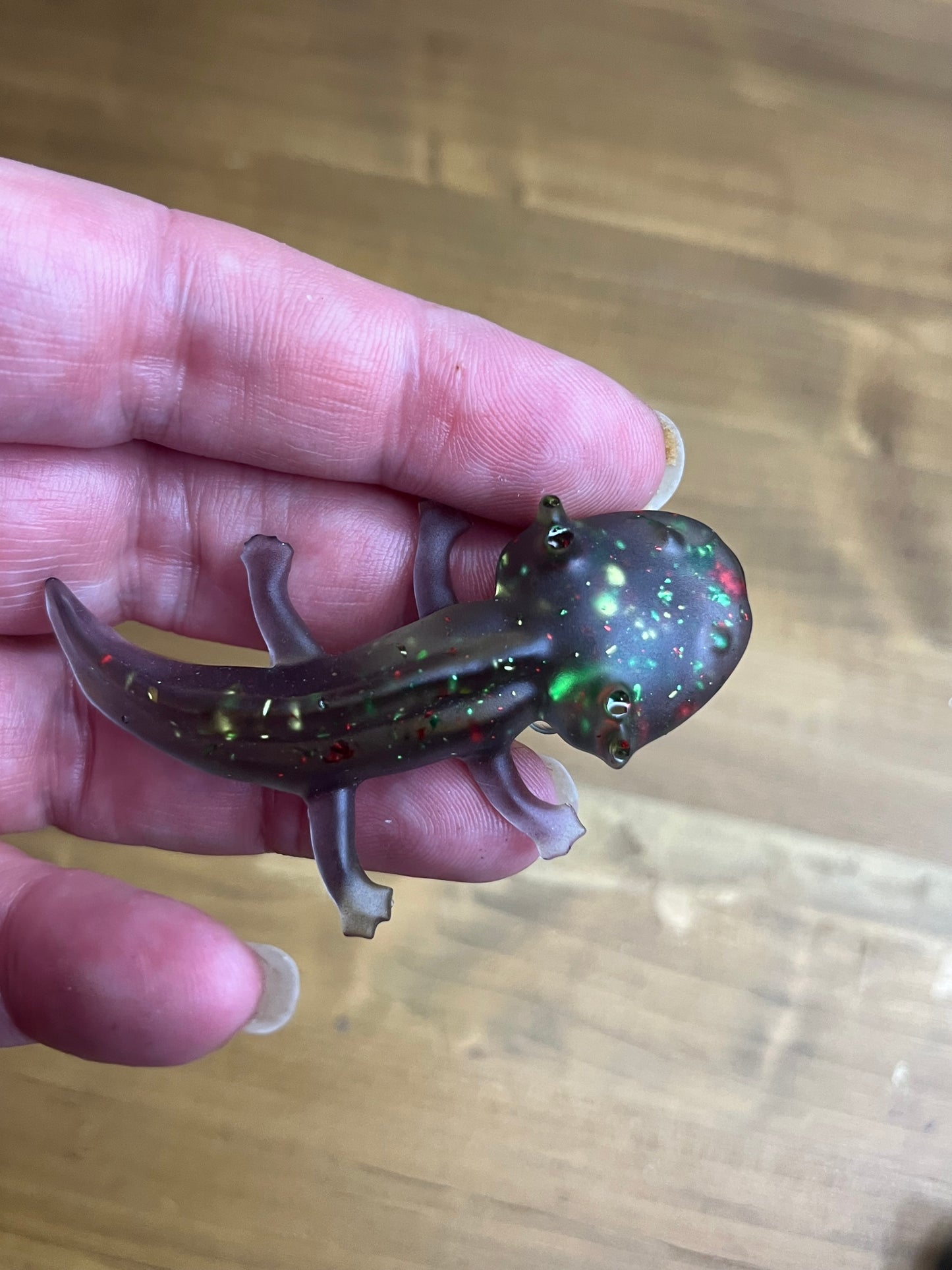 Black resin Axolotl Figurine with Glitter Accents