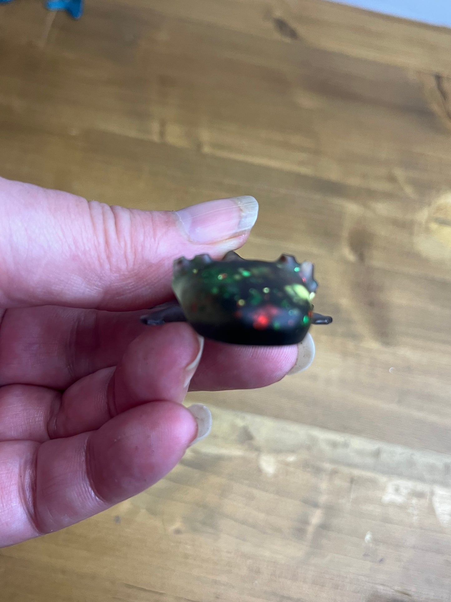 Black resin Axolotl Figurine with Glitter Accents