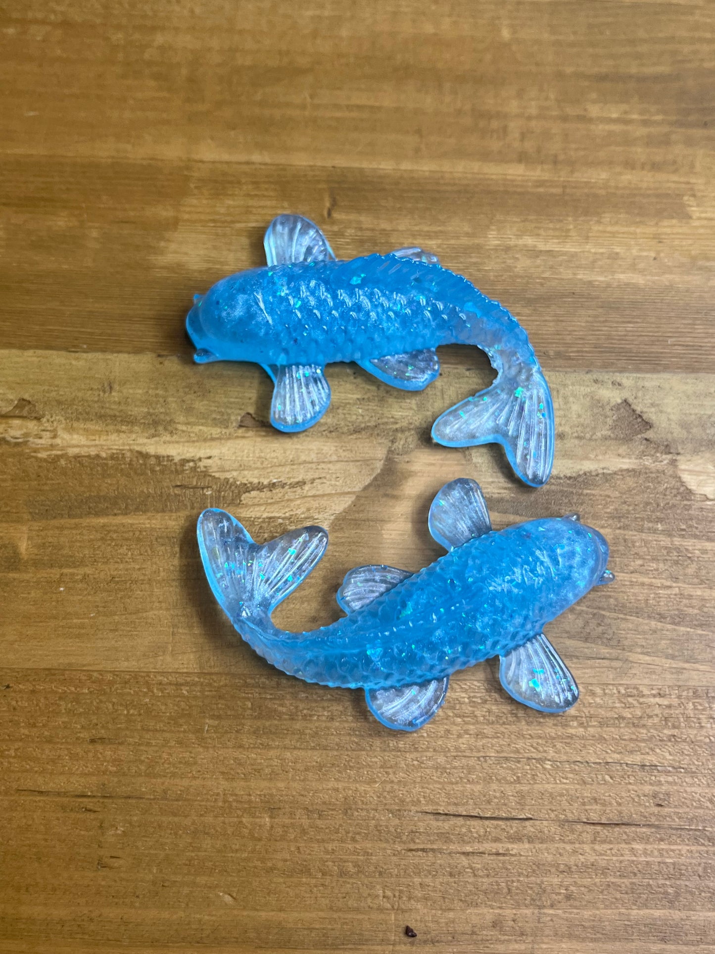 Light Blue Koi Fish Figurine, Whimsical Collectible Resin Art