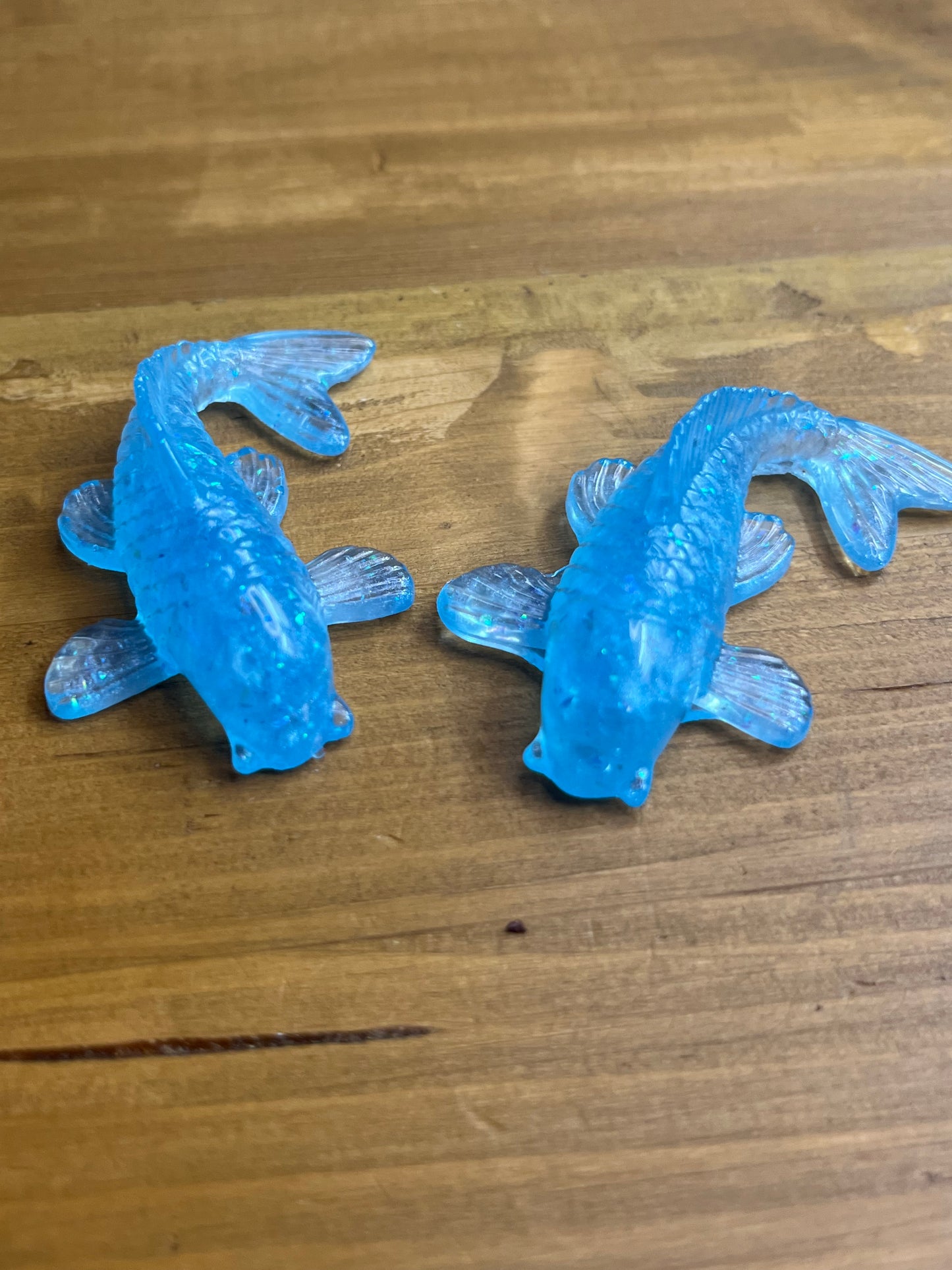 Light Blue Koi Fish Figurine, Whimsical Collectible Resin Art