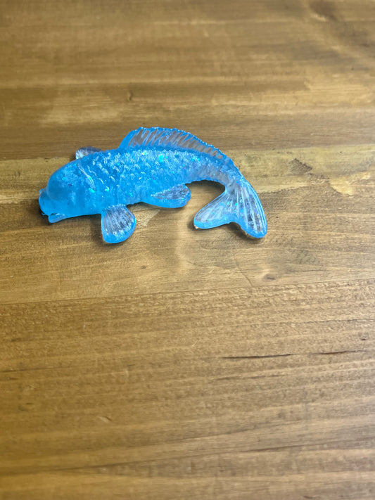 Light Blue Koi Fish Figurine, Whimsical Collectible Resin Art