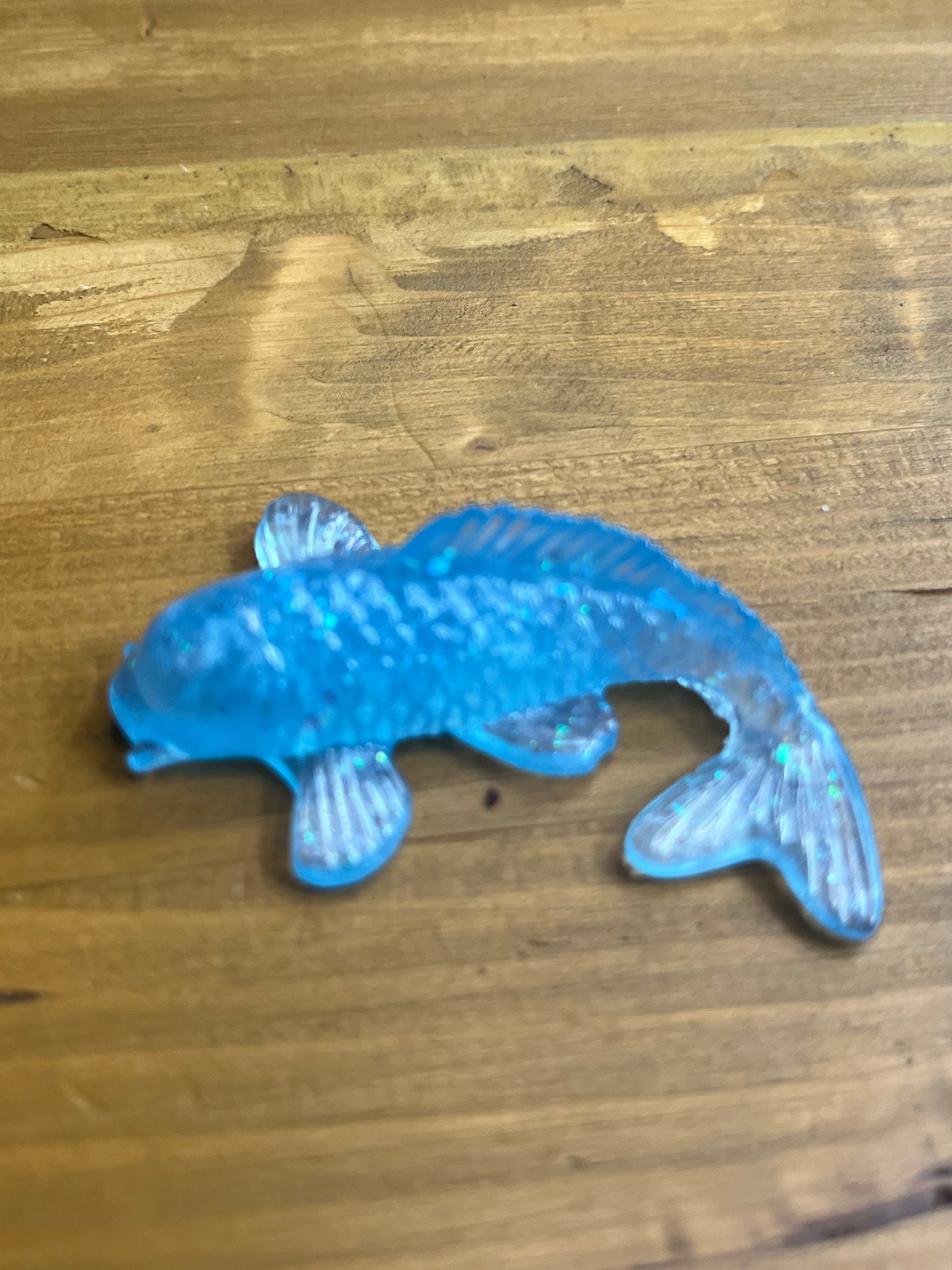Light Blue Koi Fish Figurine, Whimsical Collectible Resin Art