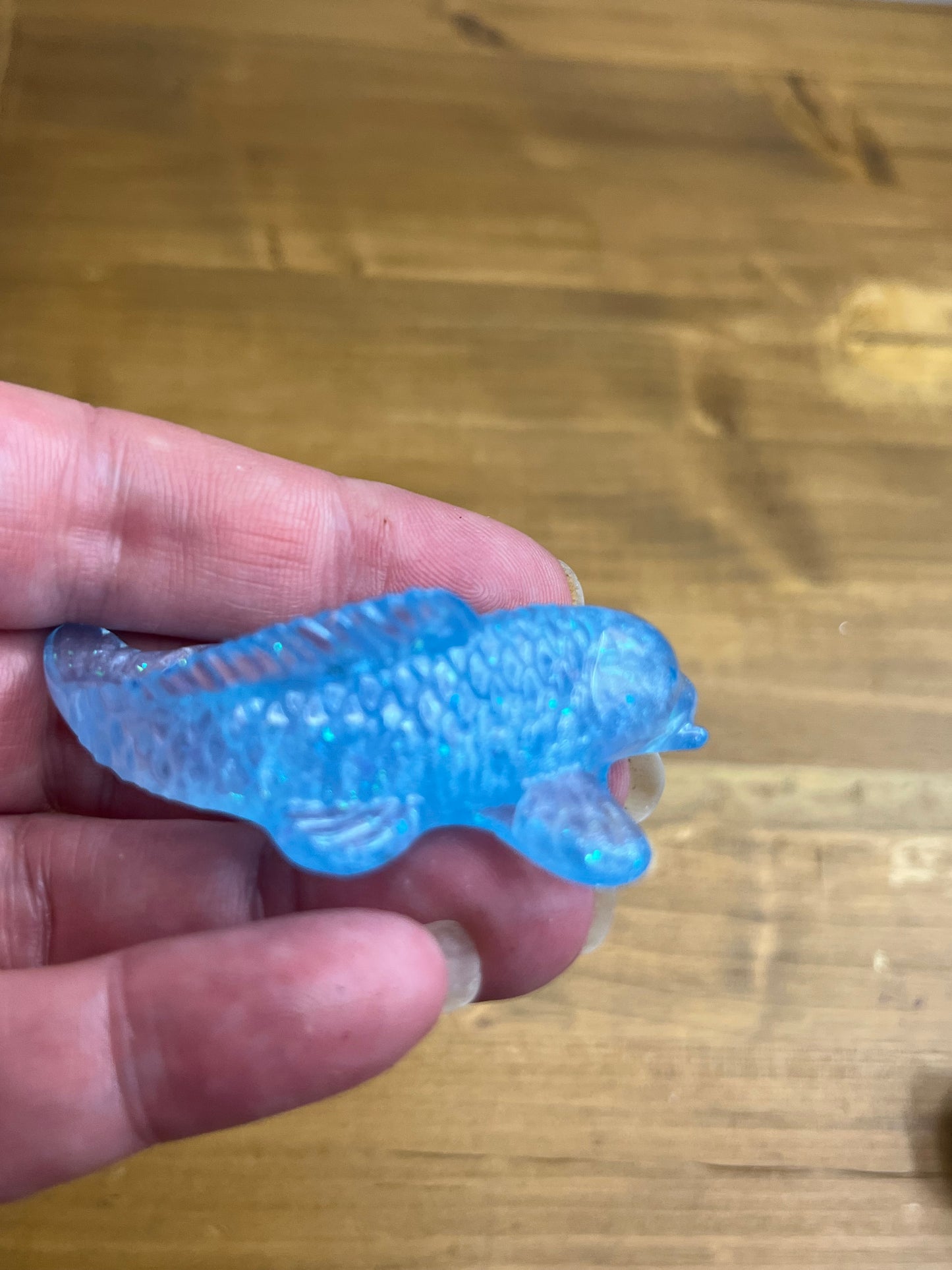 Light Blue Koi Fish Figurine, Whimsical Collectible Resin Art