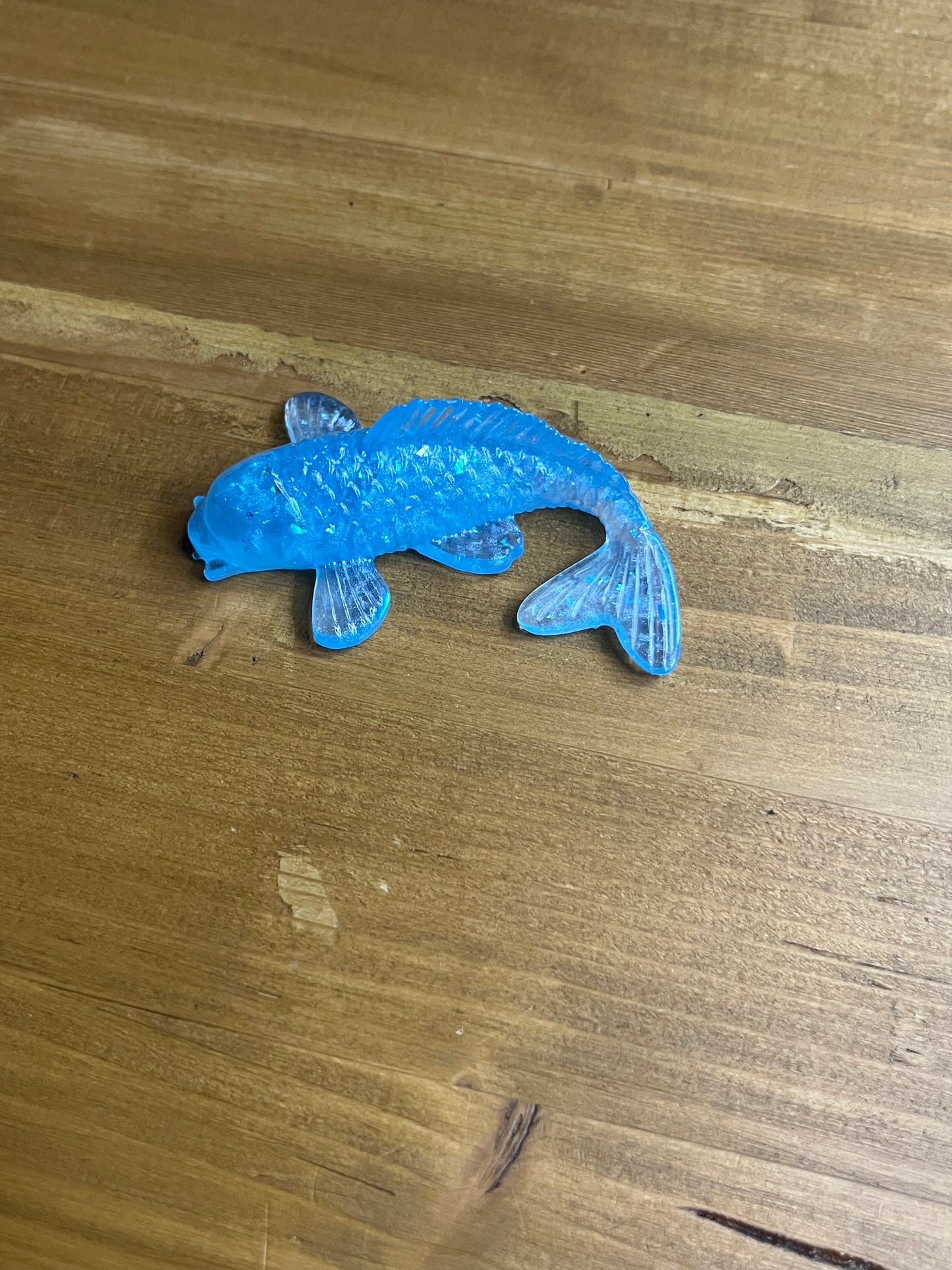Light Blue Koi Fish Figurine, Whimsical Collectible Resin Art