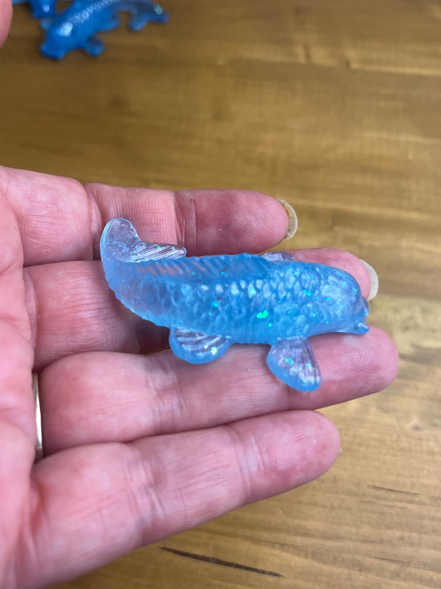 Light Blue Koi Fish Figurine, Whimsical Collectible Resin Art