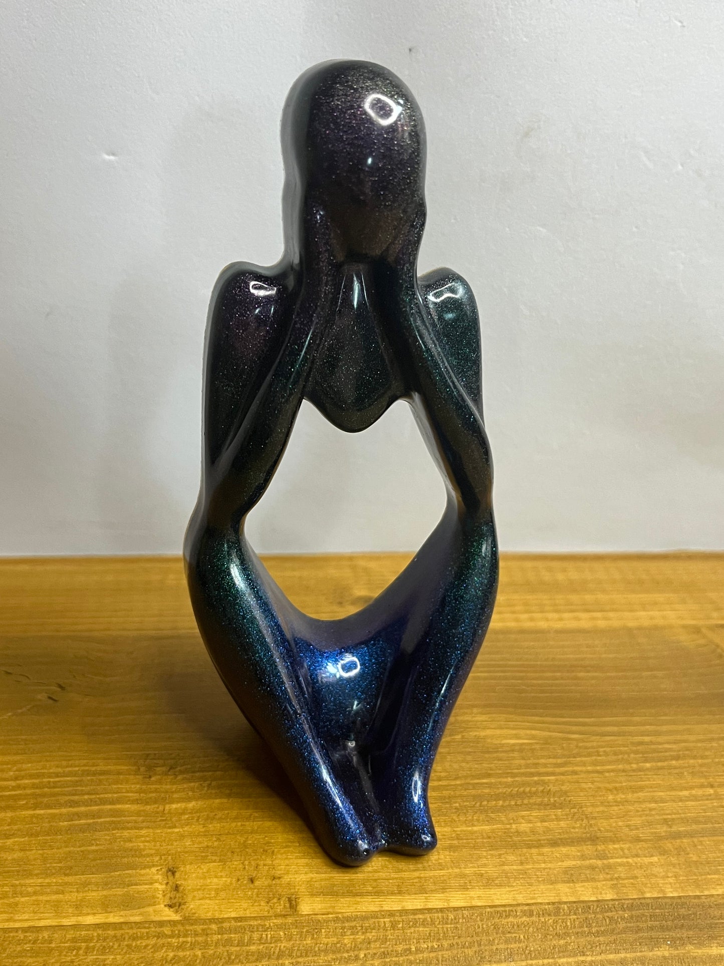 Resin Thinker Statue Set, Modern Abstract Figurines in Purple, Blue, Green