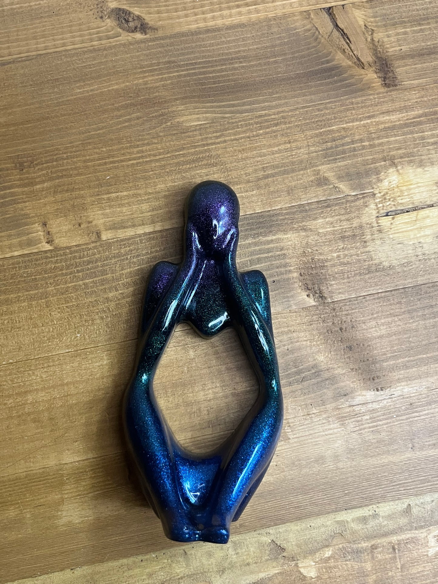 Resin Thinker Statue Set, Modern Abstract Figurines in Purple, Blue, Green