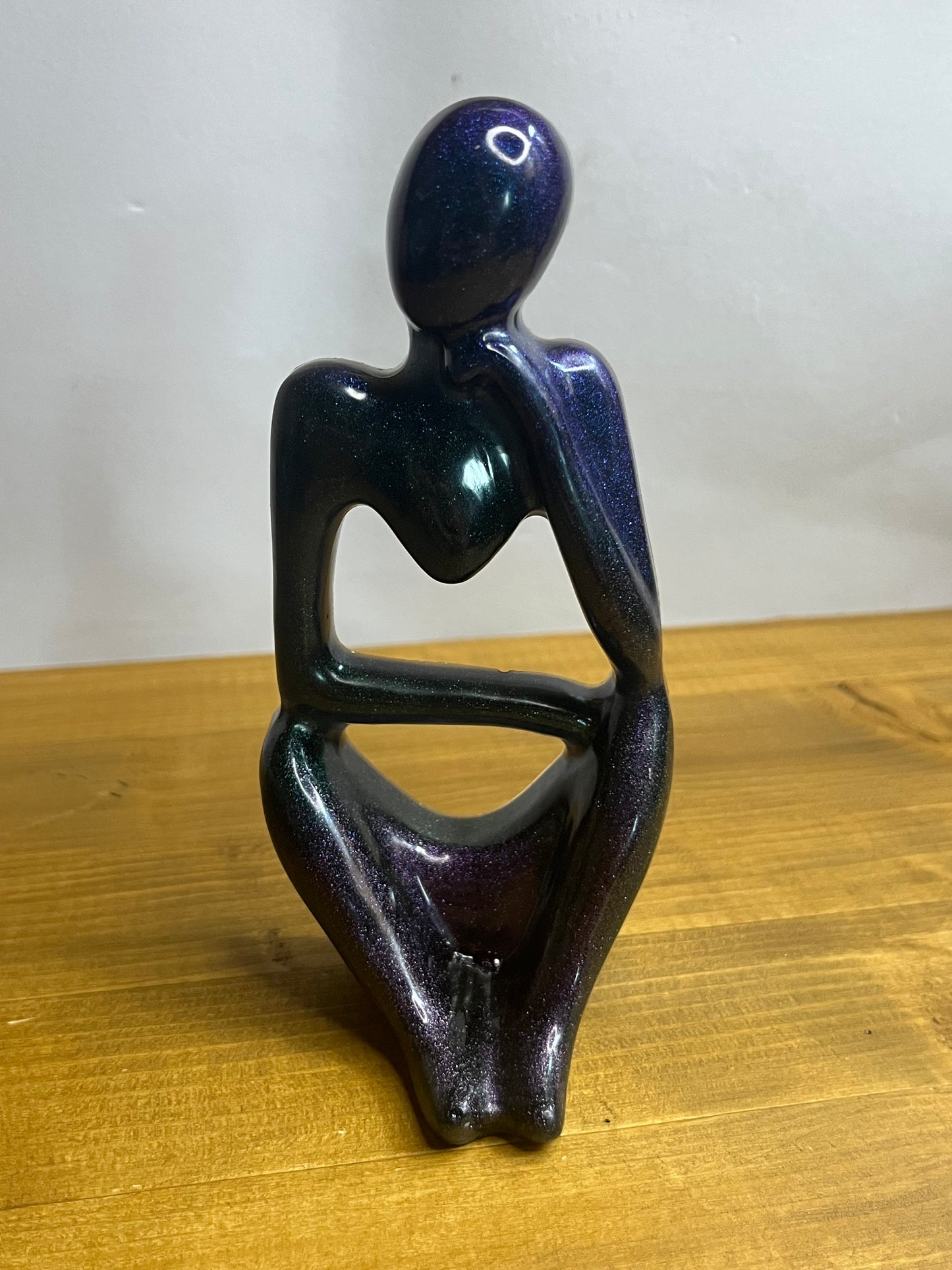 Resin Thinker Statue Set, Modern Abstract Figurines in Purple, Blue, Green