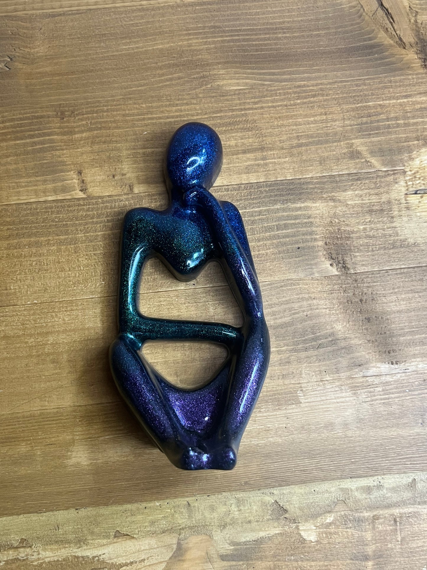 Resin Thinker Statue Set, Modern Abstract Figurines in Purple, Blue, Green