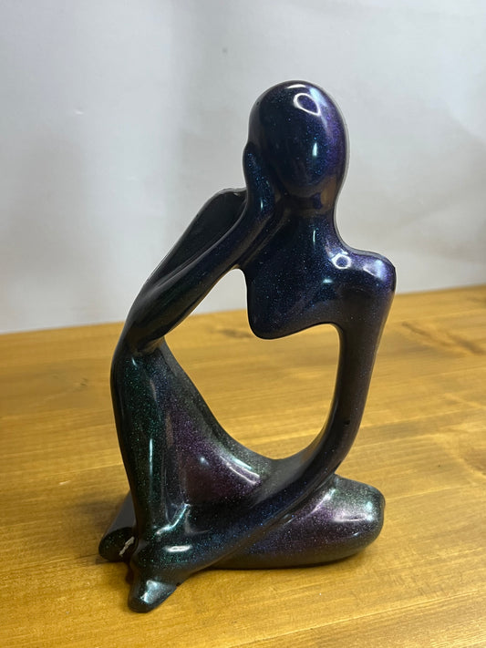 Resin Thinker Statue Set, Modern Abstract Figurines in Purple, Blue, Green