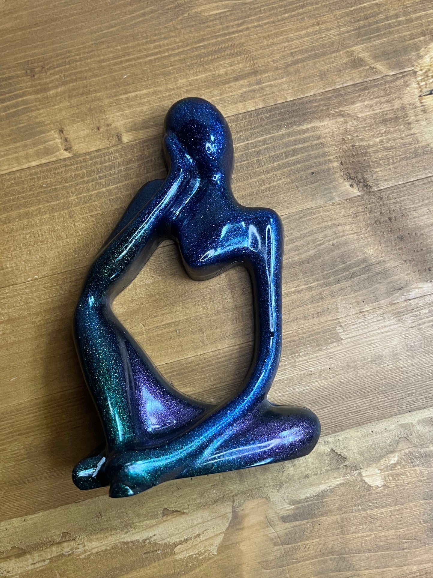 Resin Thinker Statue Set, Modern Abstract Figurines in Purple, Blue, Green