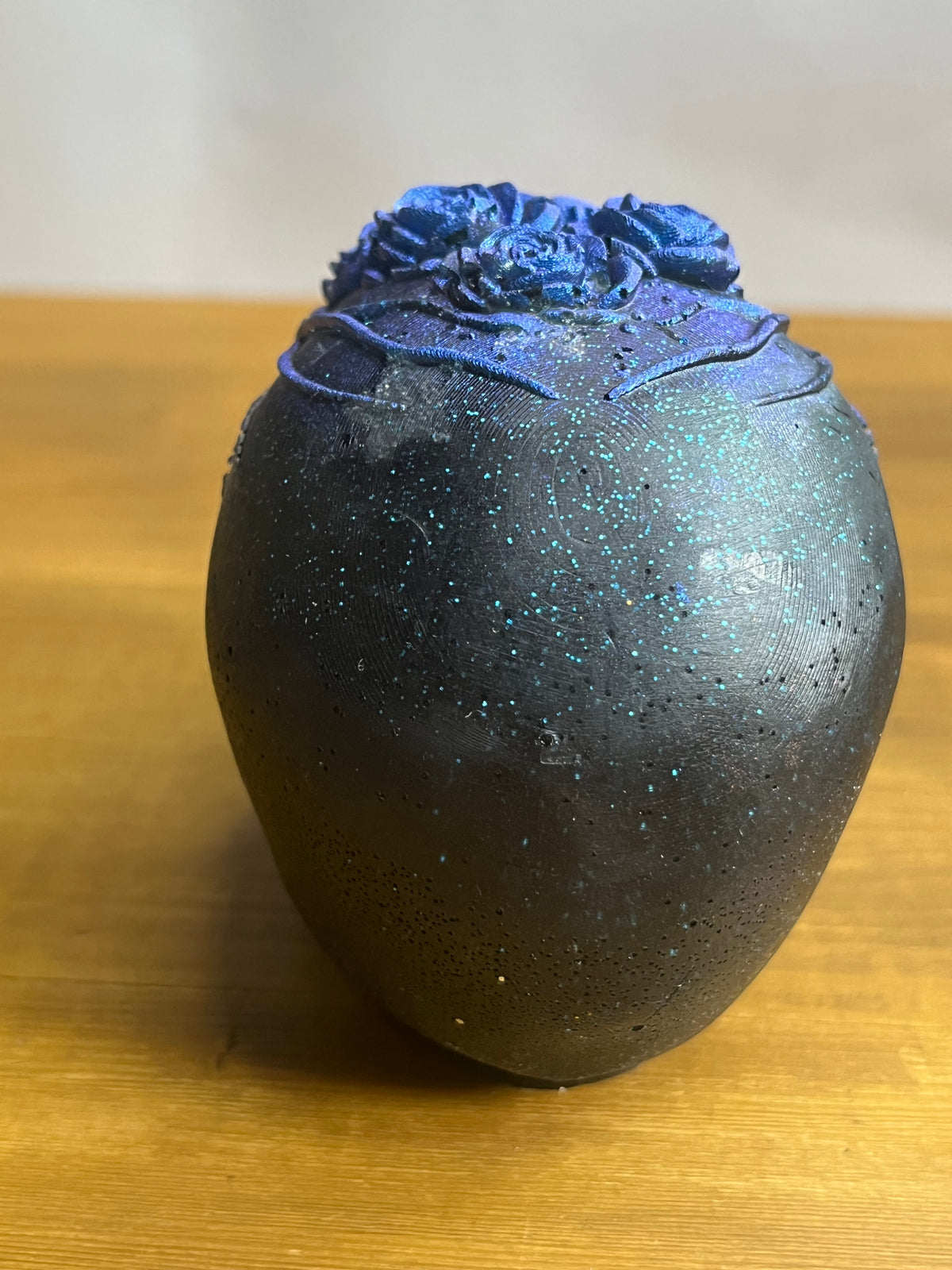 Black Resin Skull With Flowers, Floral Collectible Figurine Desk Buddy
