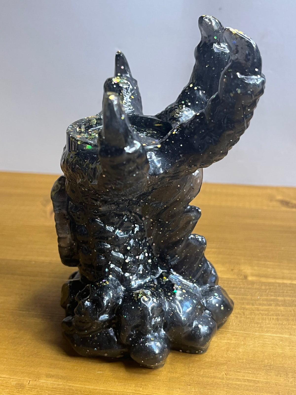 Dragon Candle Holder in Black Resin, Gothic Claw Jewelry Stand