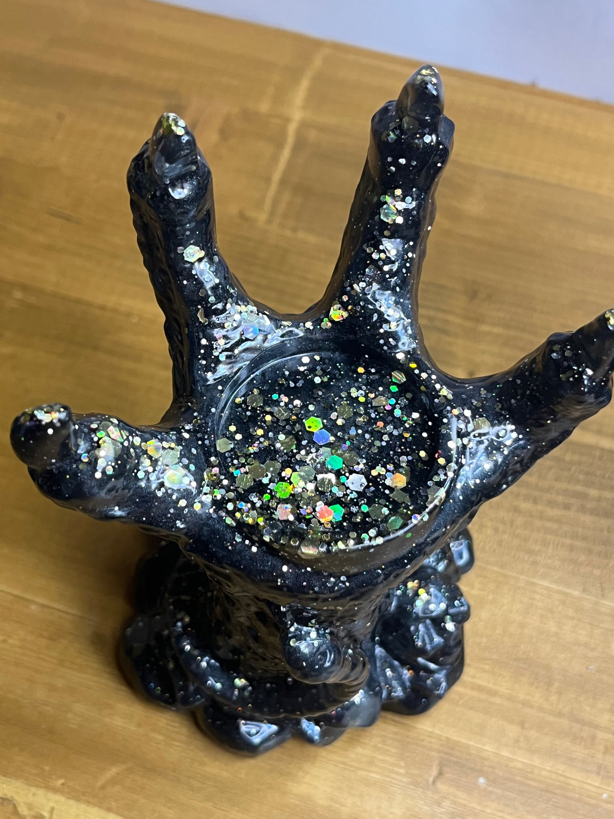 Dragon Candle Holder in Black Resin, Gothic Claw Jewelry Stand