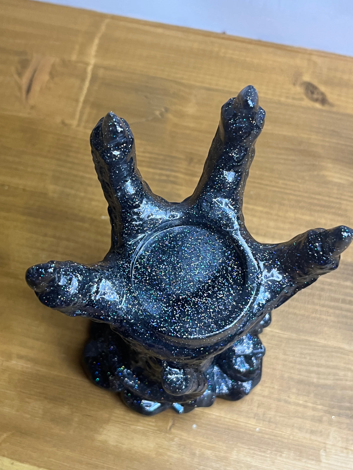 Dragon Candle Holder in Black Resin, Gothic Claw Jewelry Stand