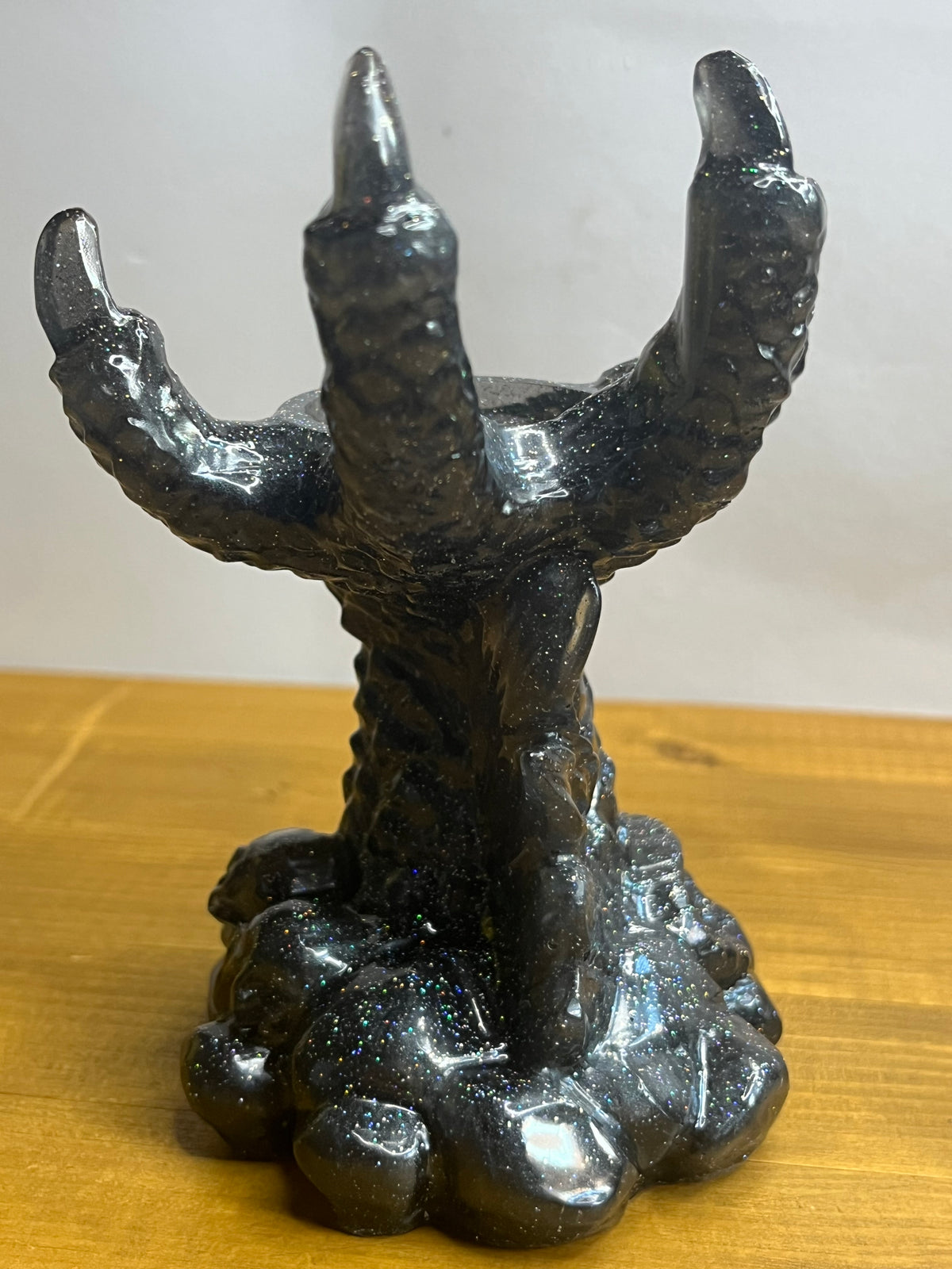 Dragon Candle Holder in Black Resin, Gothic Claw Jewelry Stand