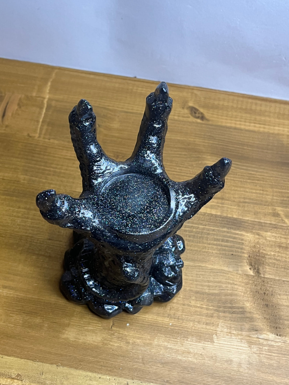 Dragon Candle Holder in Black Resin, Gothic Claw Jewelry Stand