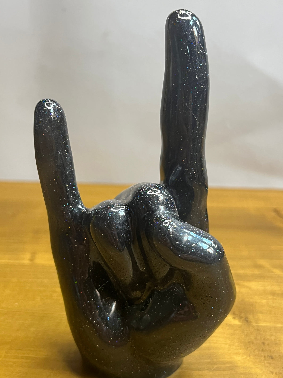 Resin Ring Holder in Black Metallic Sculptural Jewelry Stand