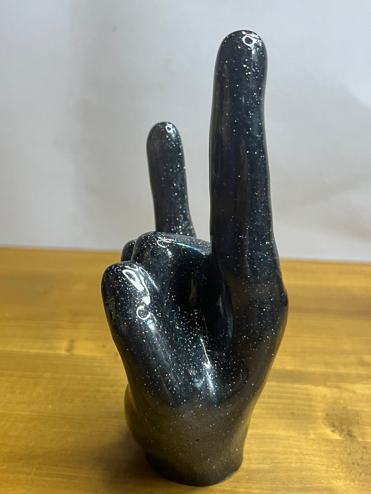 Resin Ring Holder in Black Metallic Sculptural Jewelry Stand