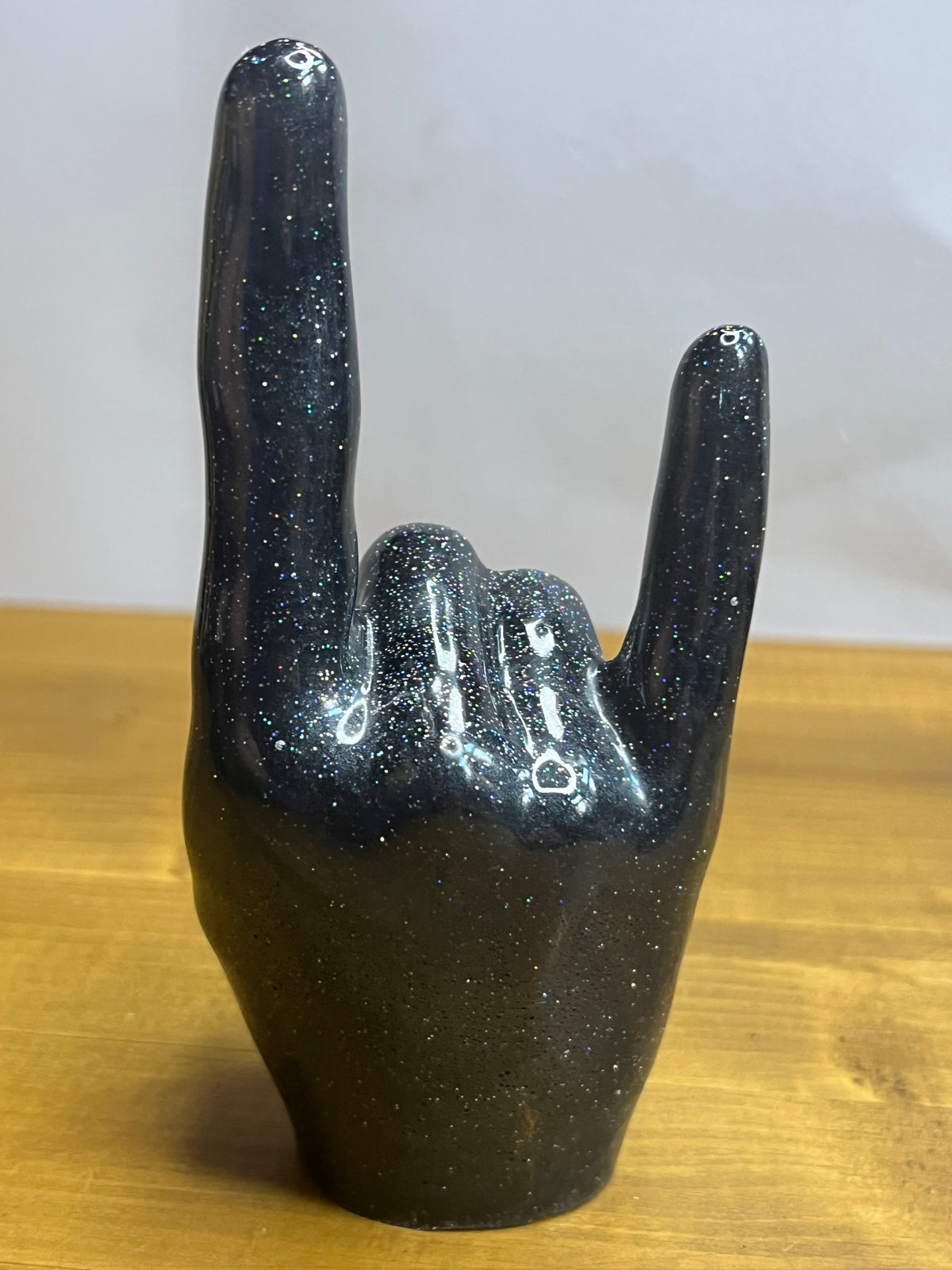 Resin Ring Holder in Black Metallic Sculptural Jewelry Stand