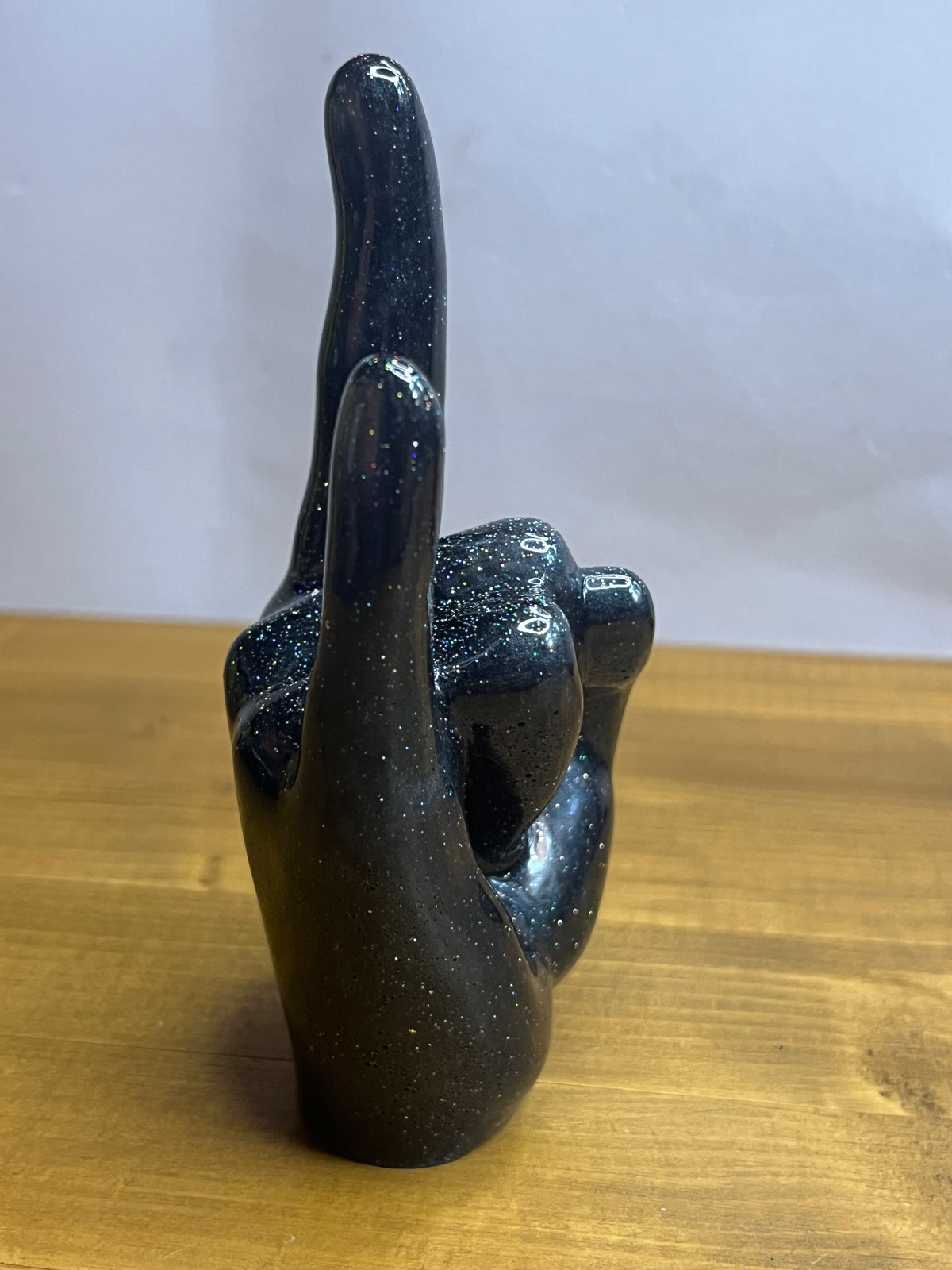 Resin Ring Holder in Black Metallic Sculptural Jewelry Stand