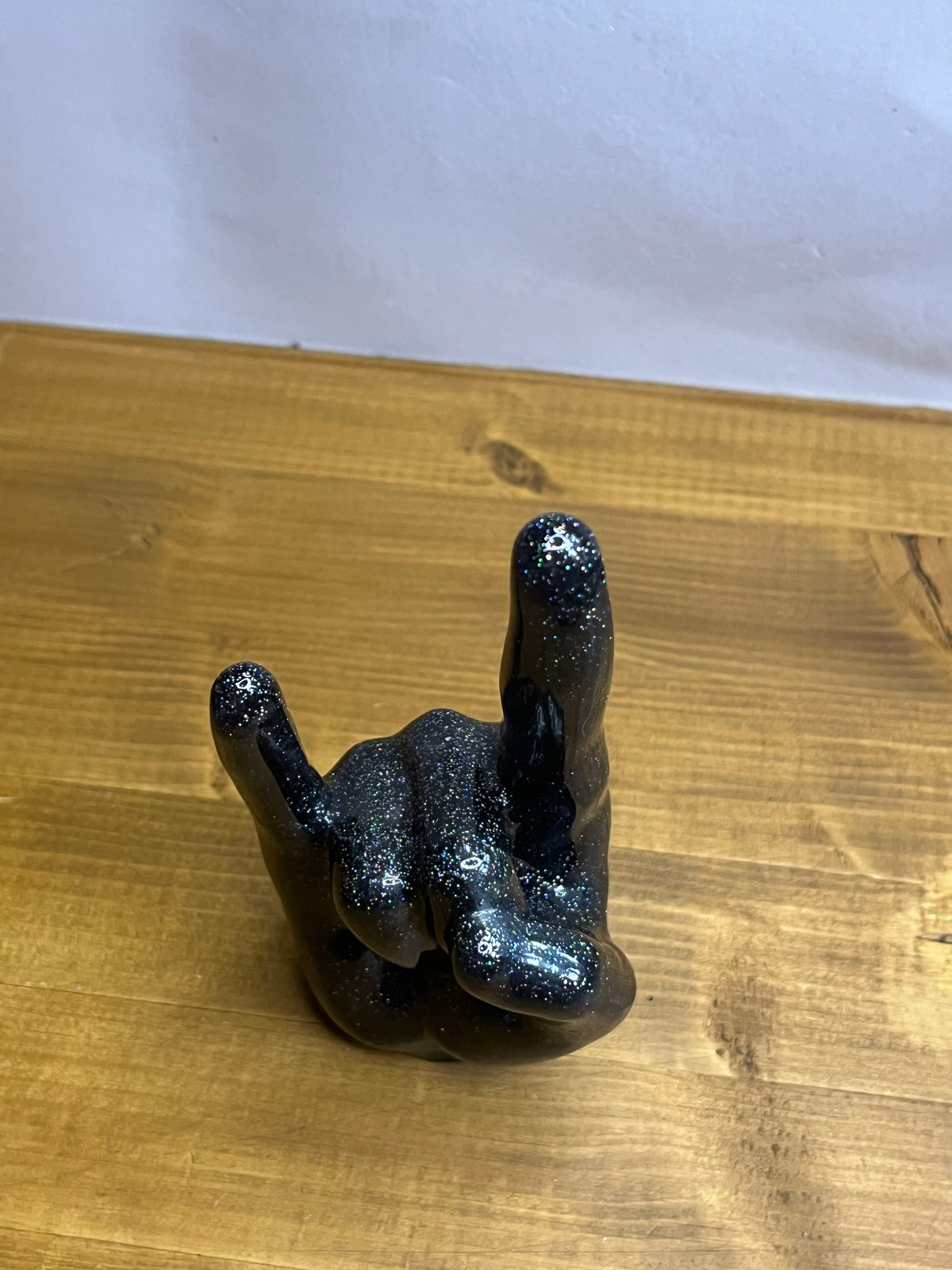 Resin Ring Holder in Black Metallic Sculptural Jewelry Stand