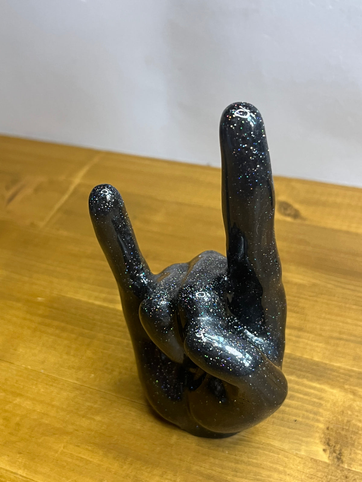 Resin Ring Holder in Black Metallic Sculptural Jewelry Stand