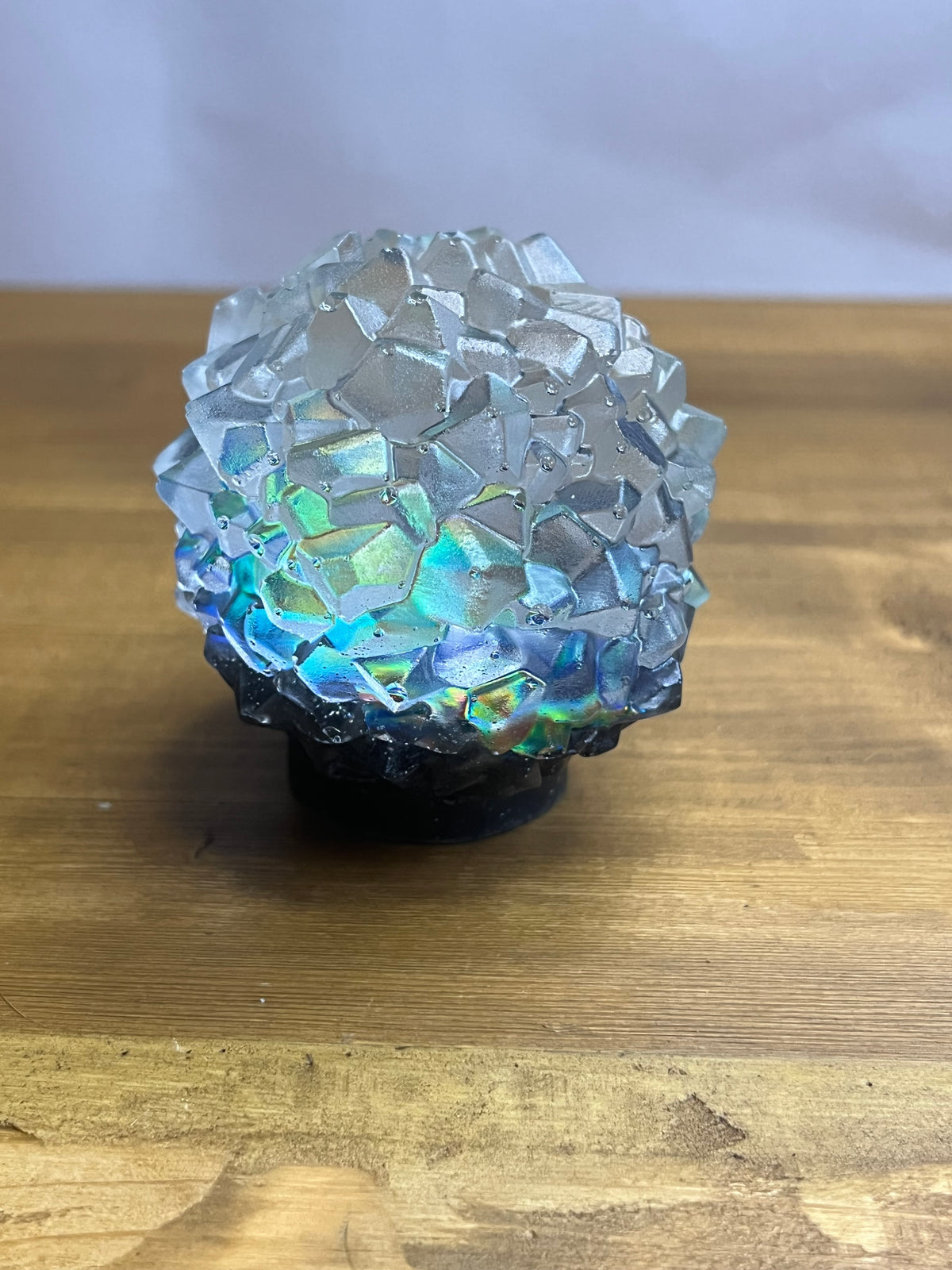 Crystal Resin Skull with iridescent finish, unique gothic decor, handmade gemstone-inspired art, spiritual gift,