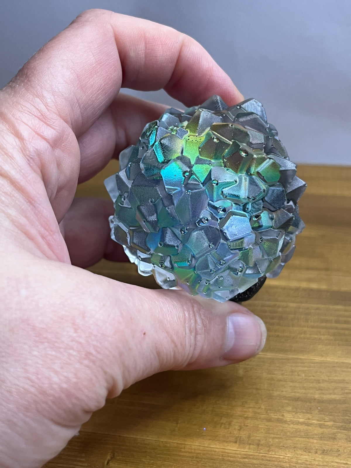 Crystal Resin Skull with iridescent finish, unique gothic decor, handmade gemstone-inspired art, spiritual gift,