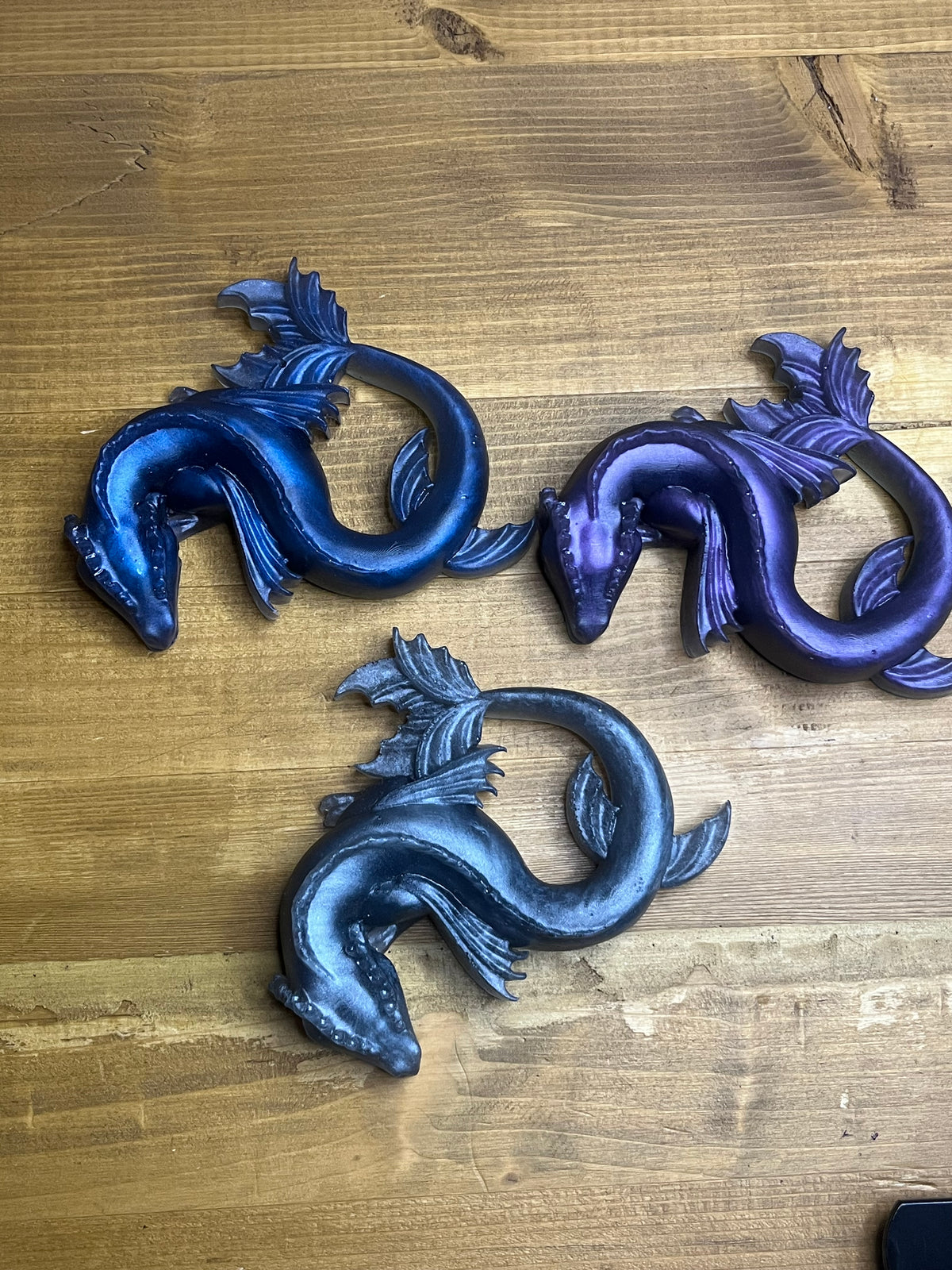 Resin Dragon Figurine, Lying Fantasy Figure in Three Colors