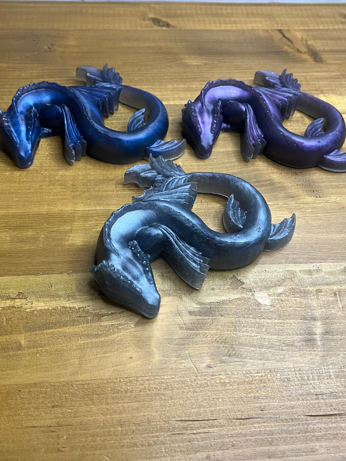 Resin Dragon Figurine, Lying Fantasy Figure in Three Colors