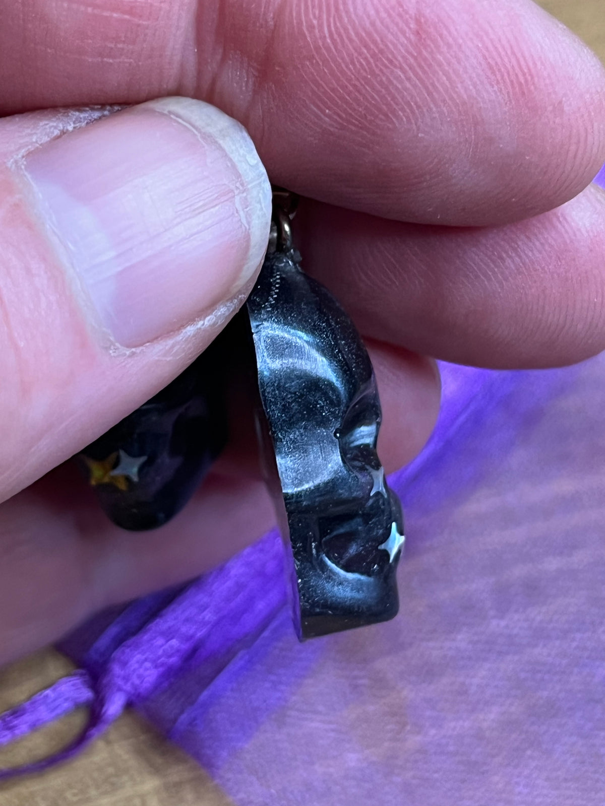 Skull Earrings, Resin with Glitter, Hypoallergenic Posts for Everyday Wear