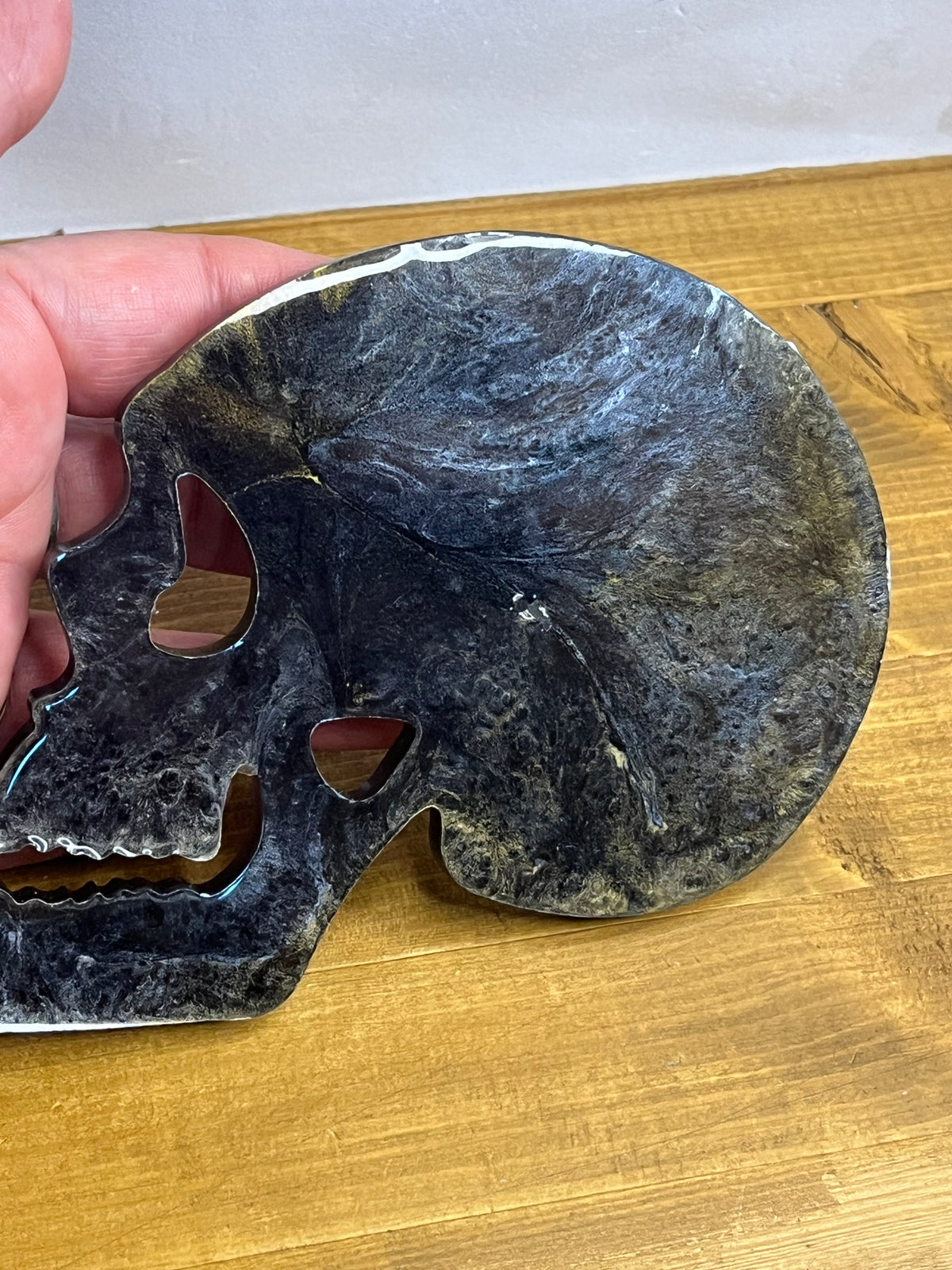 Skull Coaster Set in Black, Silver, and Gold, Set of 4 with Holder