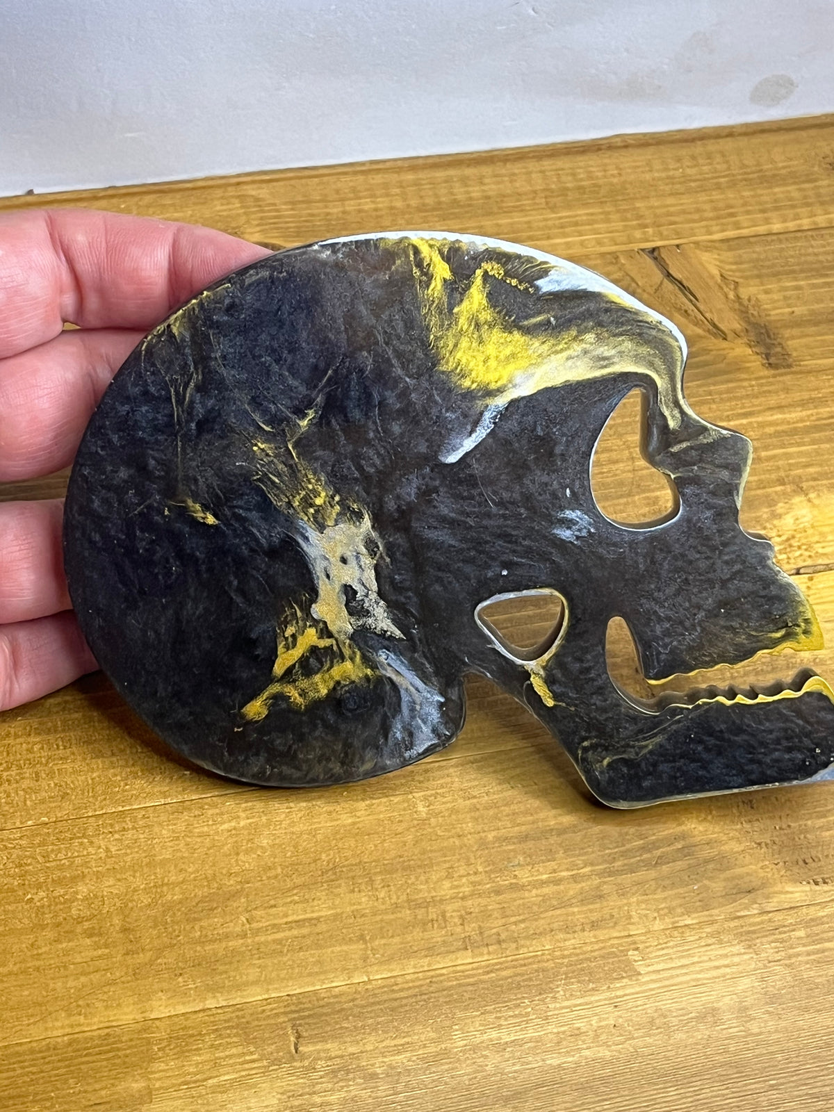 Skull Coaster Set in Black, Silver, and Gold, Set of 4 with Holder