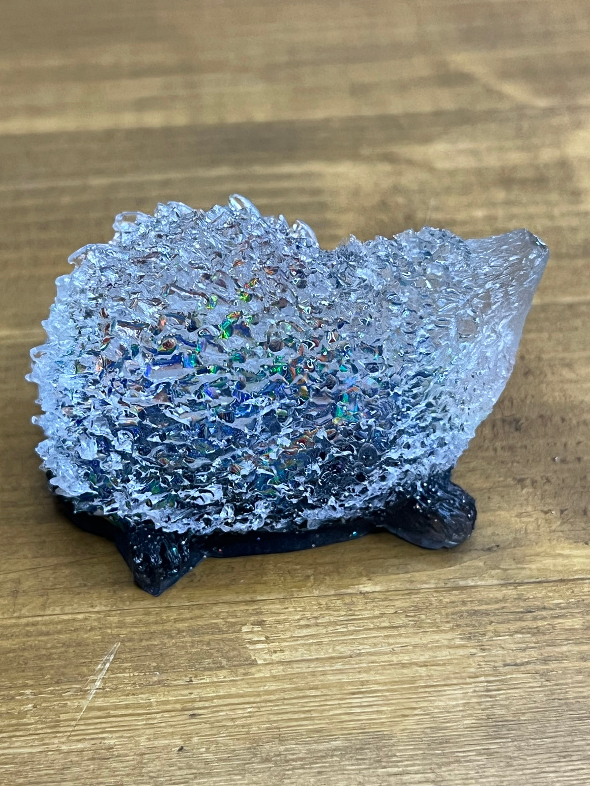Resin hedgehogs, 1 with crystal accents, handmade animal decor, whimsical home decor